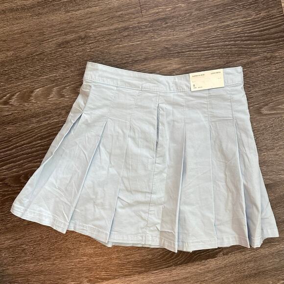 NWT American Eagle Twill Pleated Skirt In Light Blue Size 8 - Picture 5 of 5
